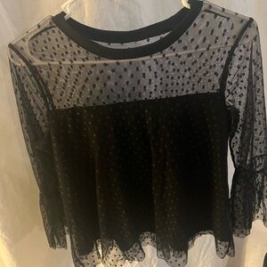 Elegant Black Sheer Women's Top
